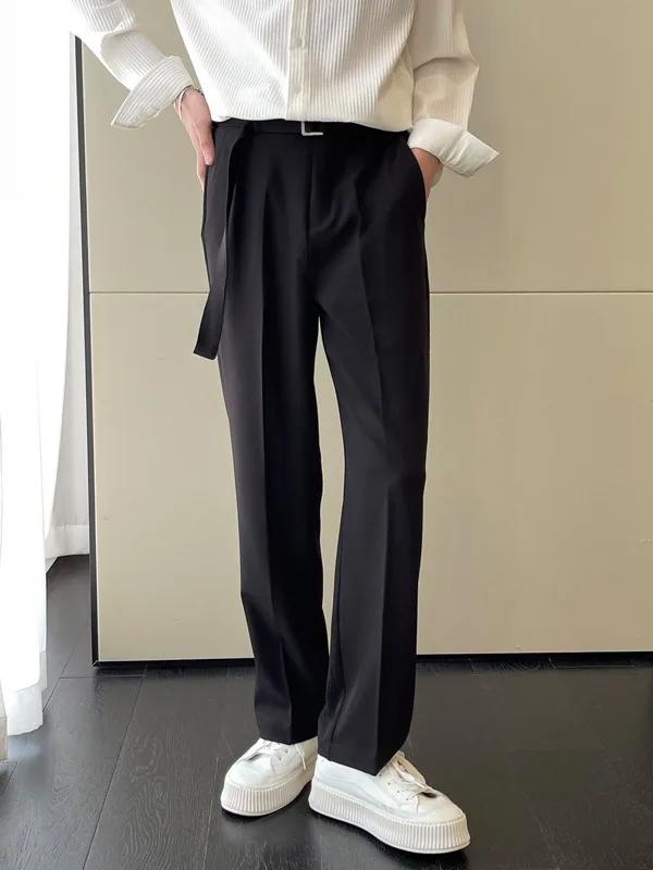 Beaux pantalons haut de gamme pour hommes, pantalons de costume marron drapés