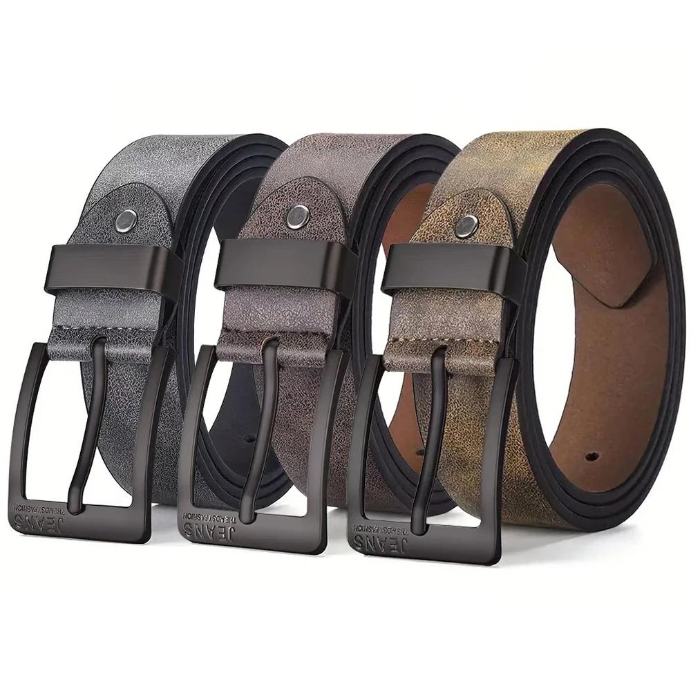 Ceinture en cuir PU pour hommes, de haute qualité, avec boucle ardillon en métal, pour loisirs et af