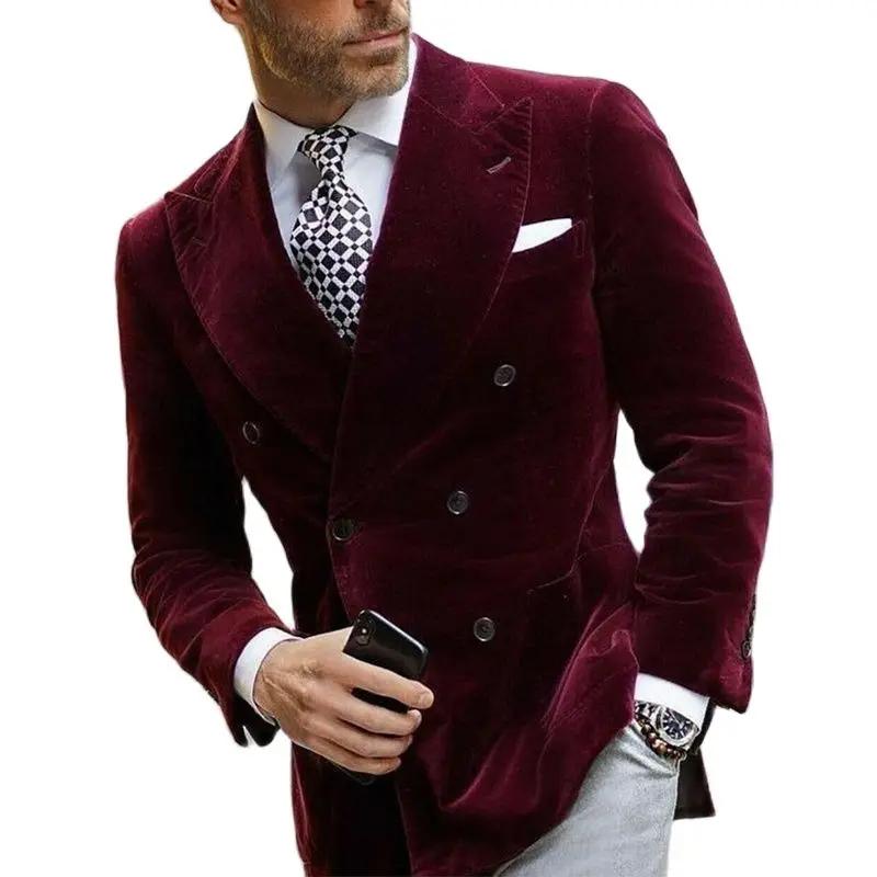 Blazer en velours bordeaux pour hommes