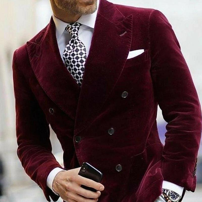 Blazer en velours bordeaux pour hommes