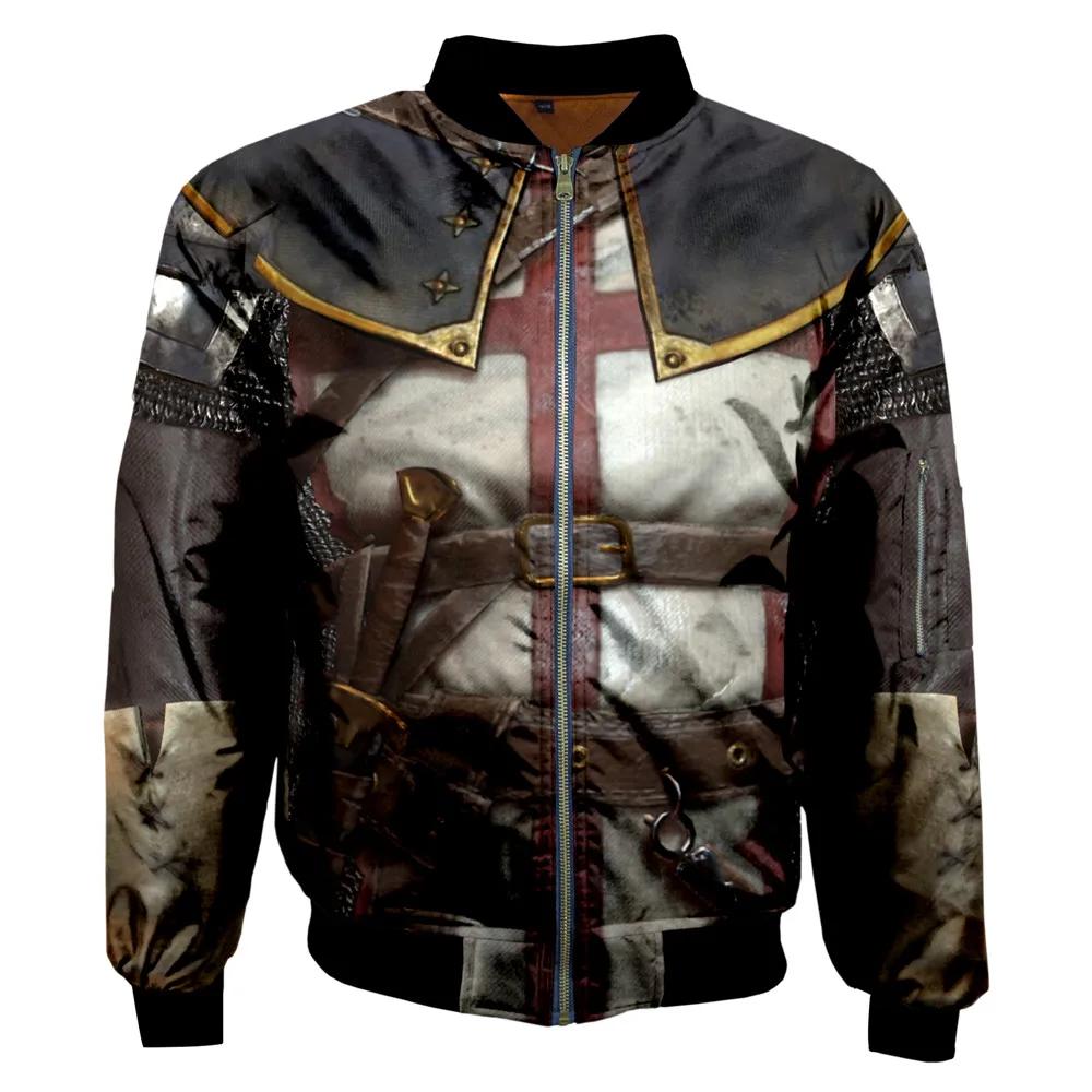 Blouson aviateur imprimé chevaliers templiers pour hommes