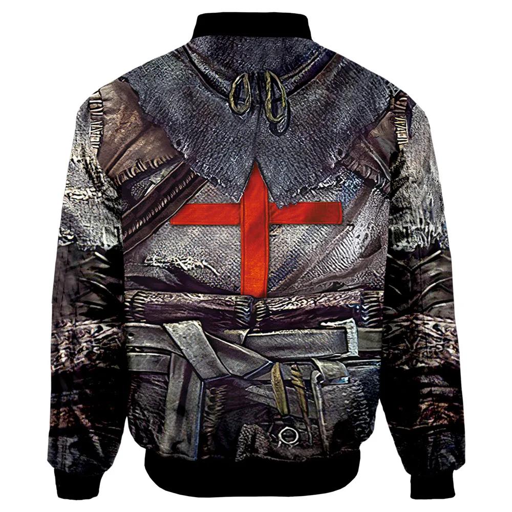 Blouson aviateur imprimé chevaliers templiers pour hommes