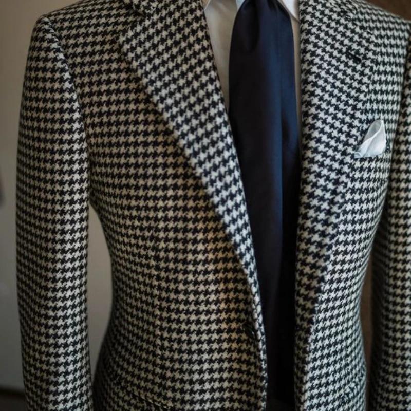 Blazer d'affaires pied-de-poule pour hommes