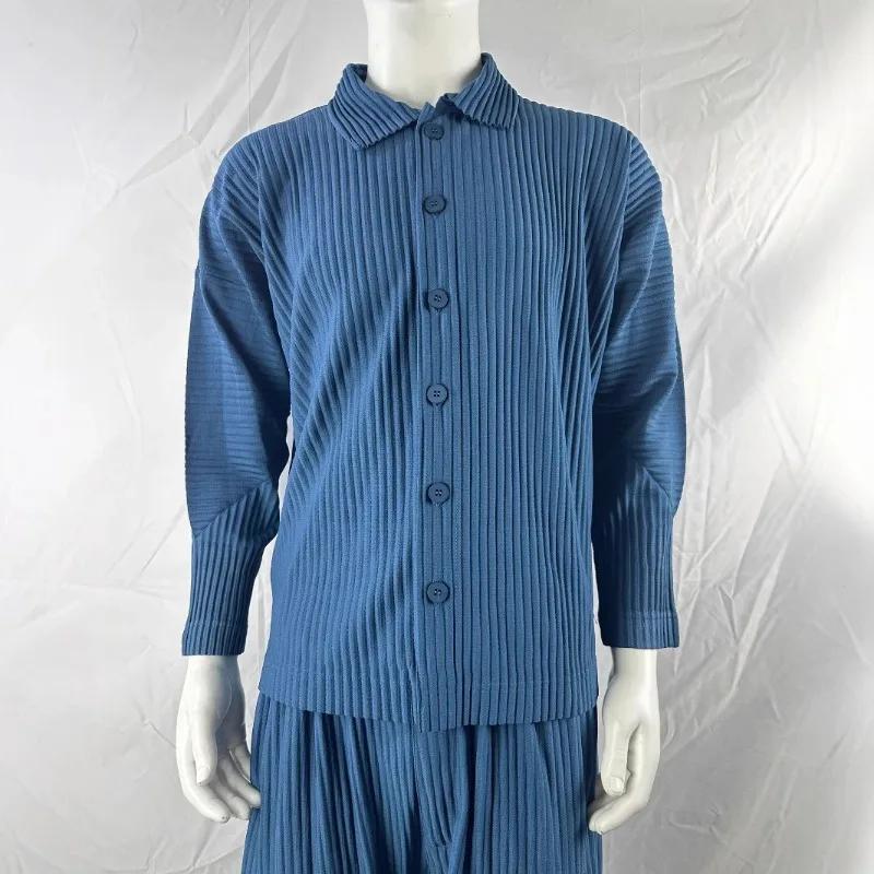 Miyake plissé Plisse chemise hommes 2026 printemps nouvelle veste à manches longues automne loisirs veste mode mince noir couleur unie hauts