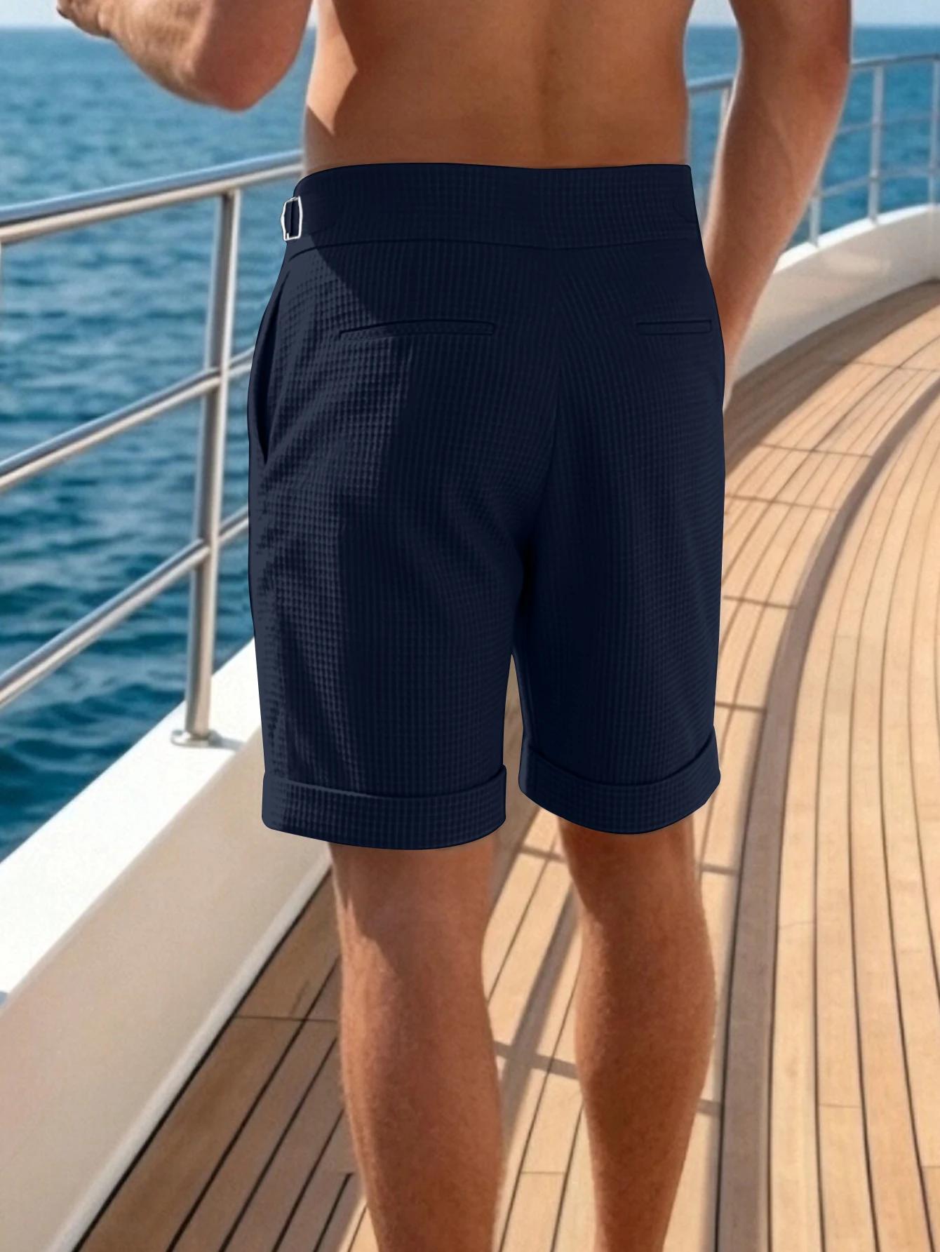 Shorts de costume plissés à taille haute pour hommes
