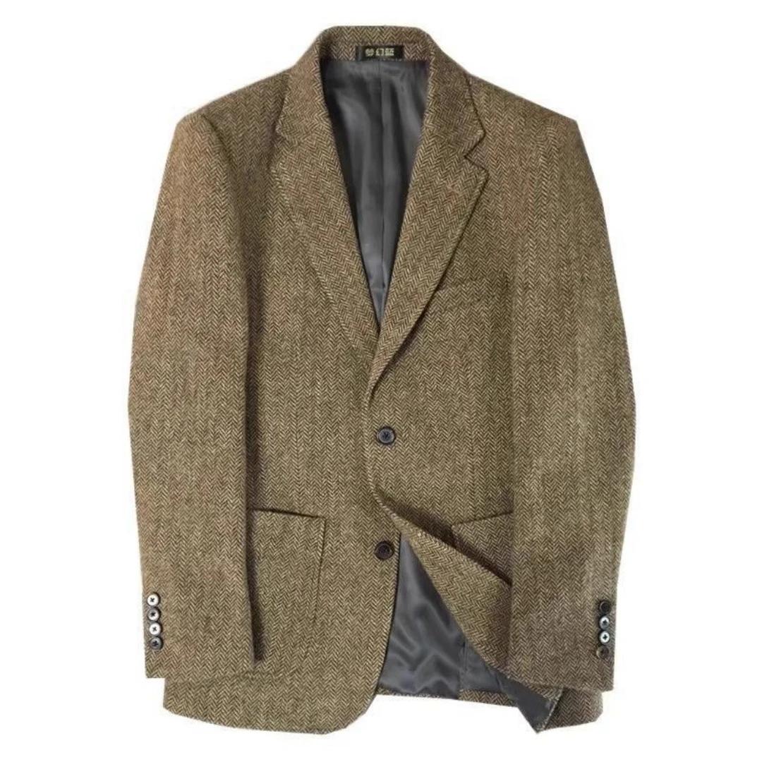 Blazer décontracté marron à chevrons pour homme