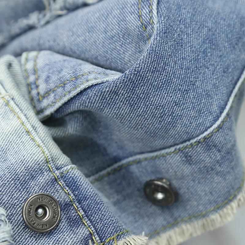 Printemps automne nouveaux hommes veste en jean à franges américain rétro haute rue poches bleu manteaux décontracté ample mode polyvalent hauts