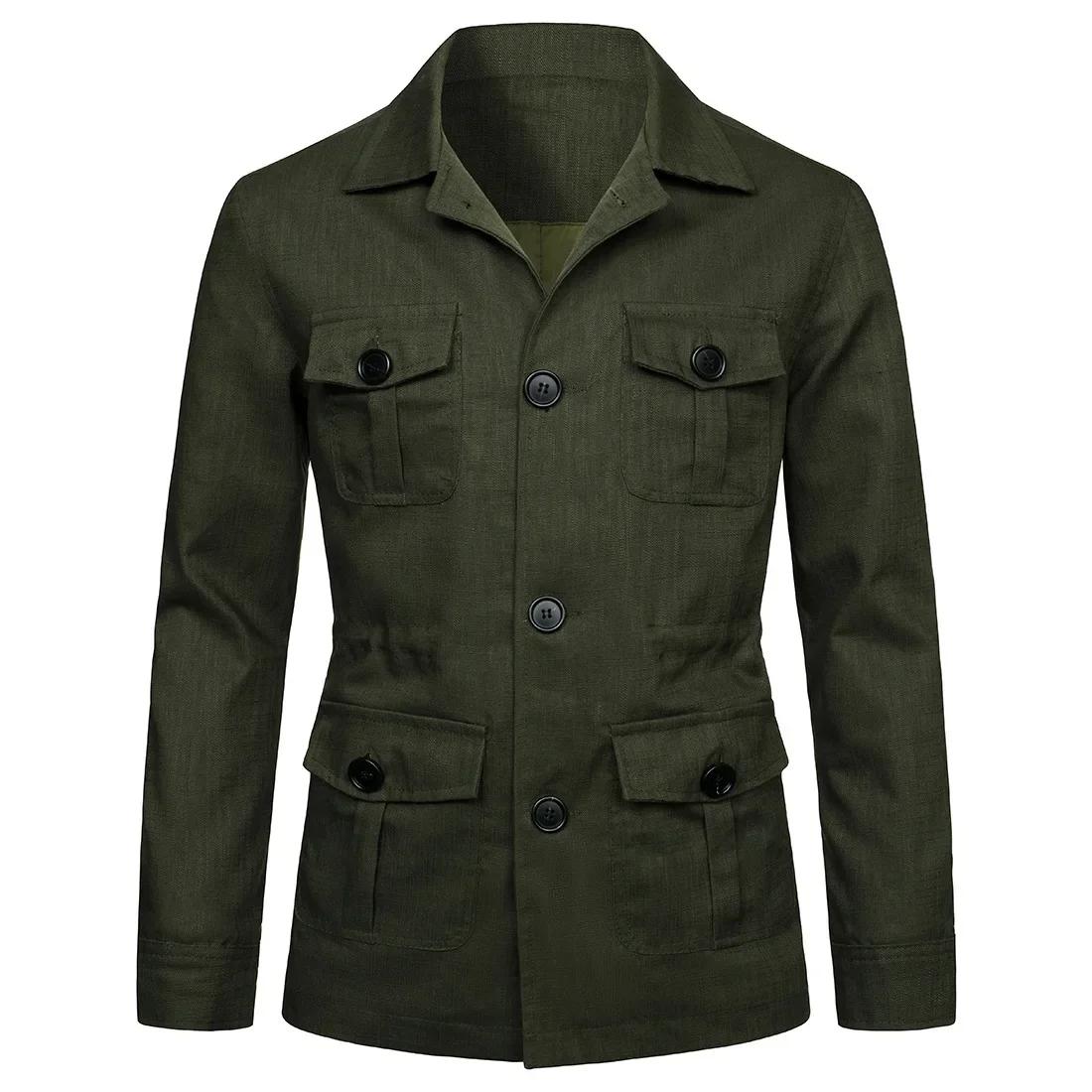 Veste à simple boutonnage pour hommes avec poches
