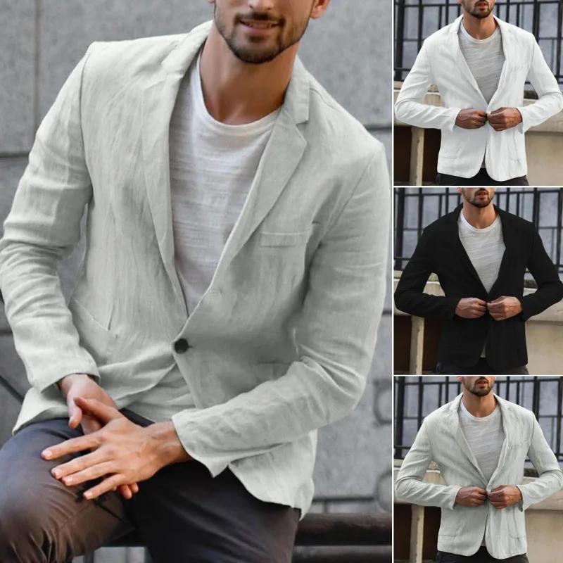 Costume d'automne en coton et lin pour hommes