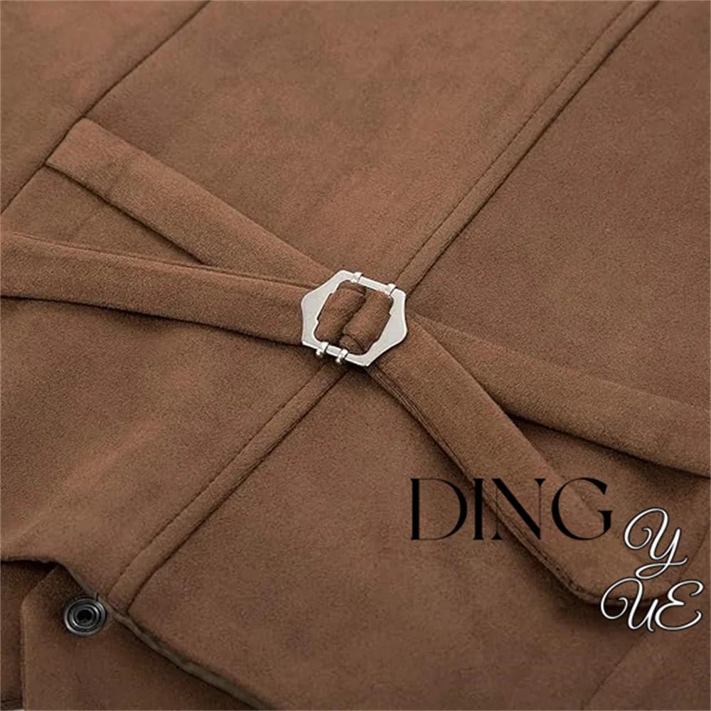 Gilet de costume en cuir suédé pour hommes