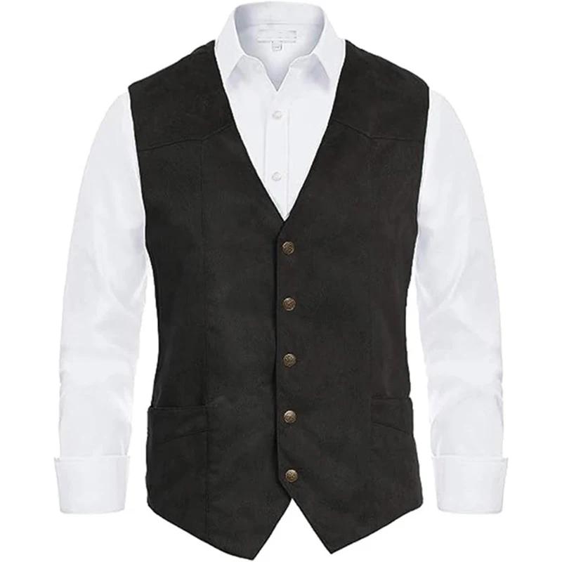 Veste Vintage sans manches à simple boutonnage pour hommes