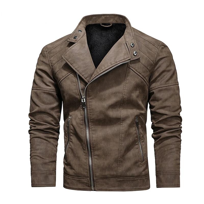 2025 mode veste en cuir hommes hiver polaire chaud fermeture éclair moto manteaux