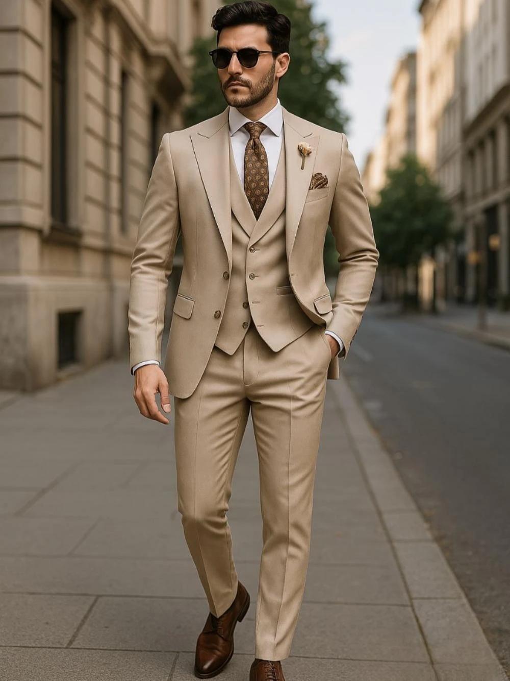 Beau ensemble de costume Chic 3 pièces pour hommes voyage d'affaires