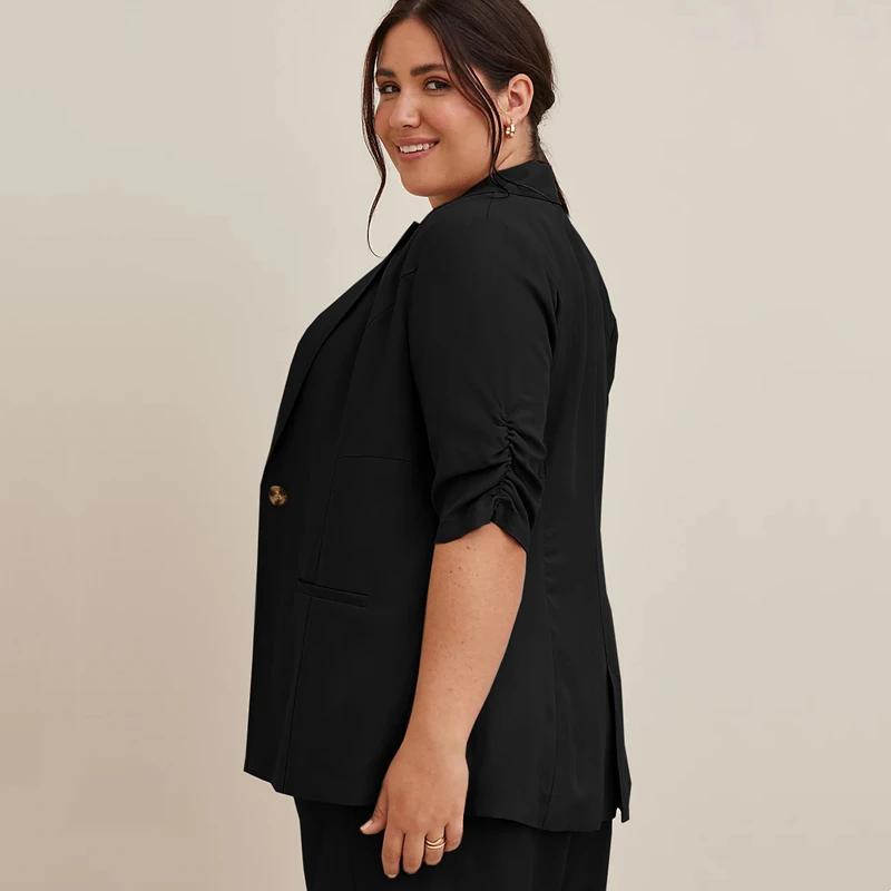 Blazer élégant à manches mi-froncées pour femmes
