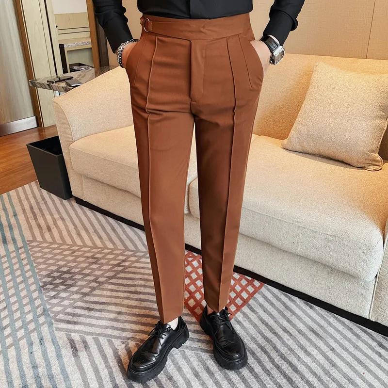 Pantalon moulant pour homme, coupe slim, style anglais, mode printemps-automne