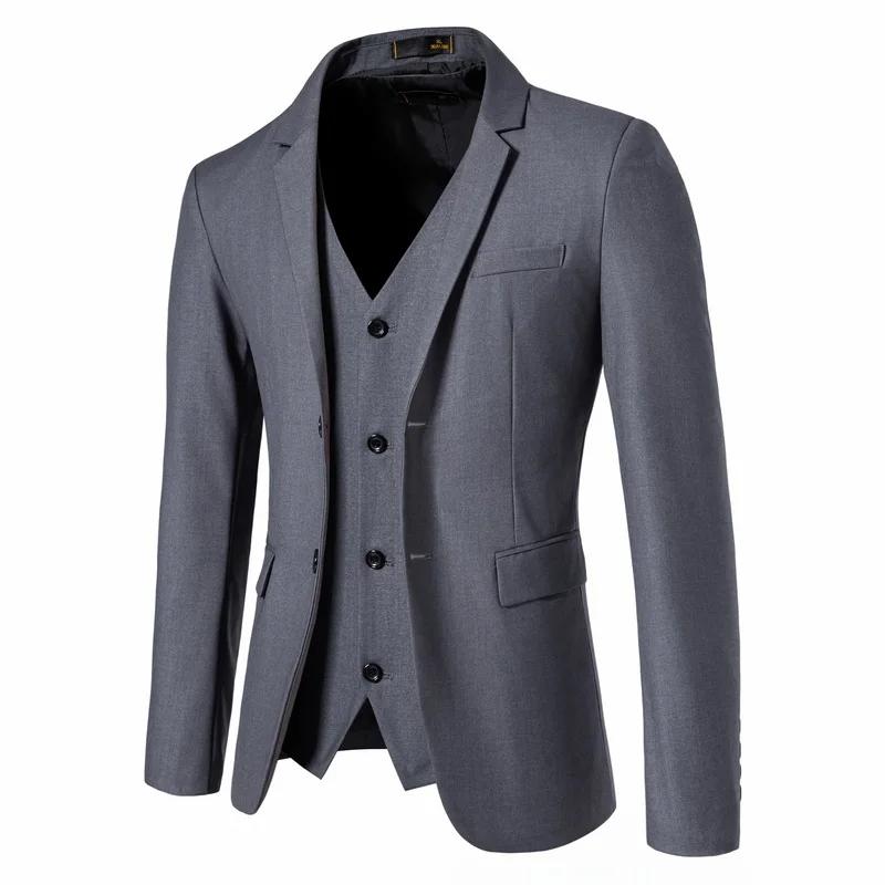 Ensemble de 2 pièces Costume décontracté pour homme Veste et gilet Coupe ajustée Couleur unie Soirée