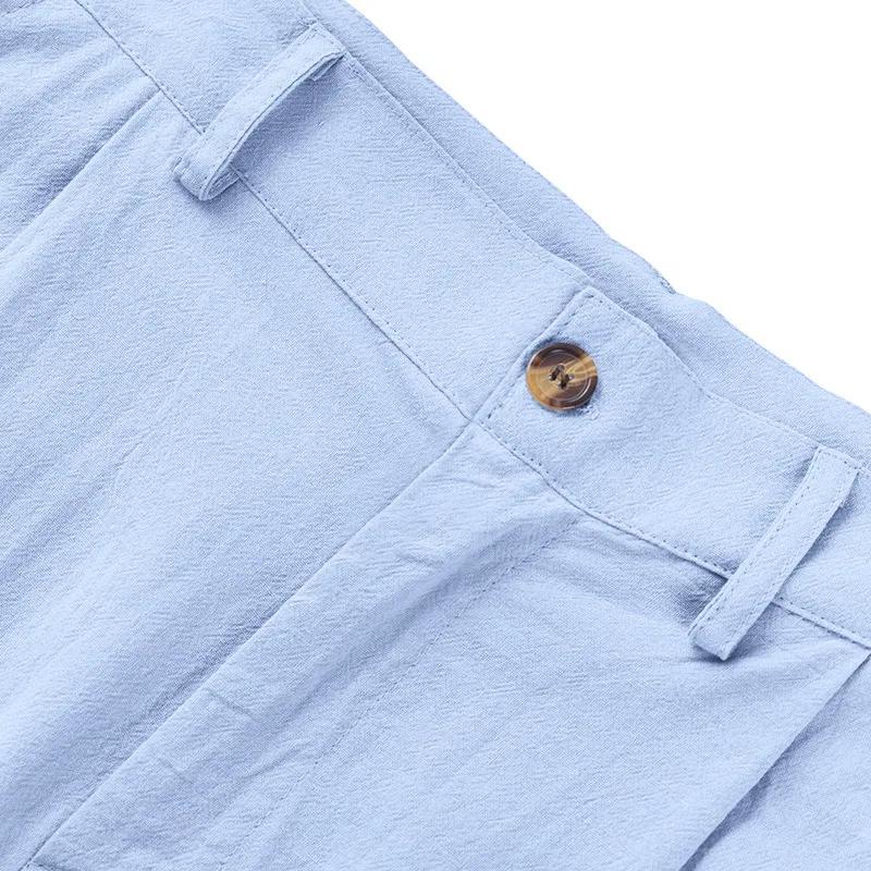 Pantalon de costume décontracté en lin uni pour hommes