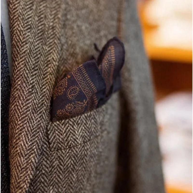 Blazer décontracté rétro pour homme en tweed à chevrons