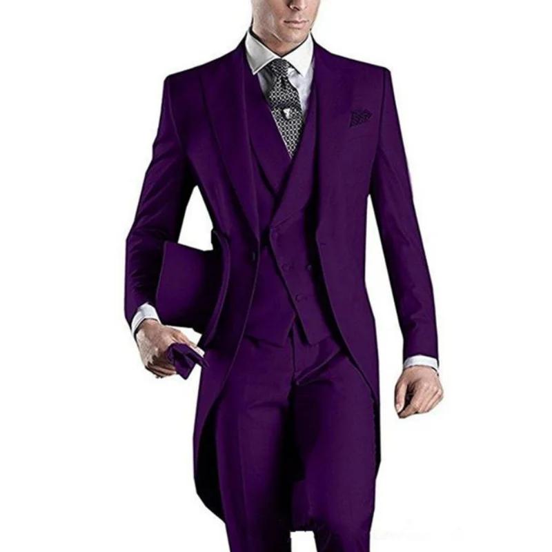 Manteau de queue sur mesure blanc/noir/gris/bordeaux pour hommes