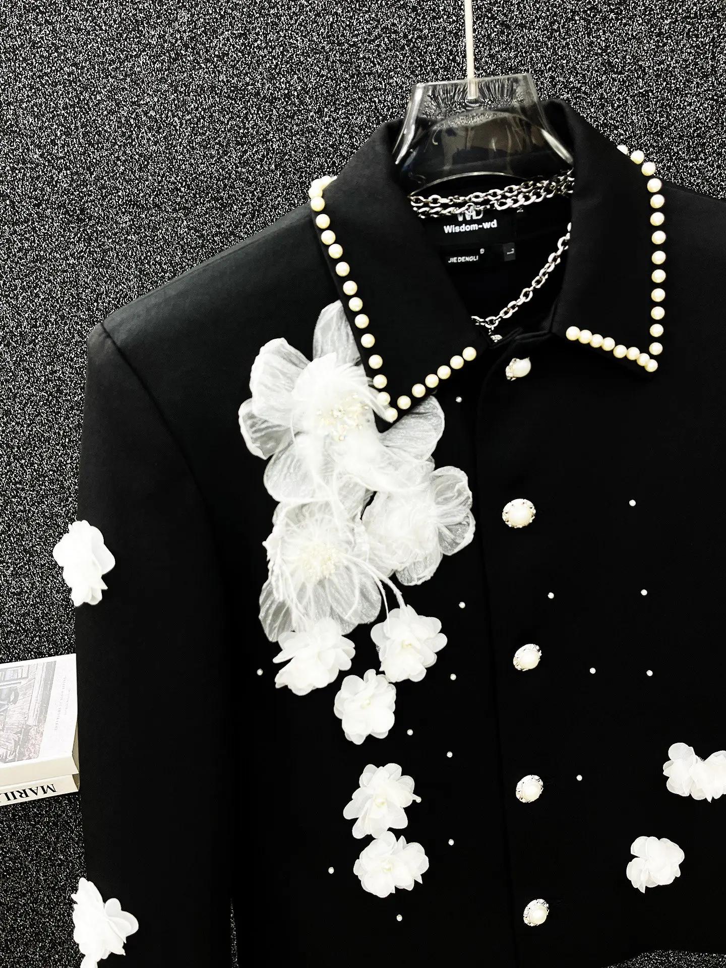 Veste à revers avec des Appliques de fleurs pour homme