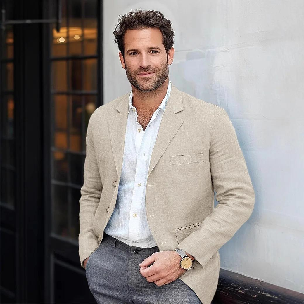 2025 nouvelle veste de costume pour hommes européens décontracté couleur unie