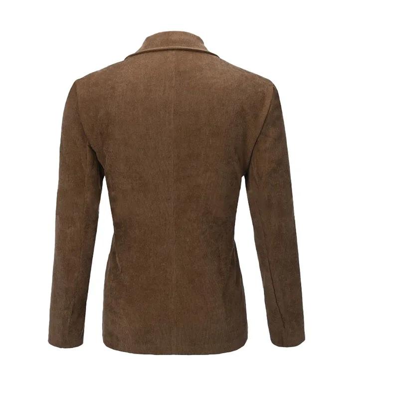 Nouveaux vêtements d'automne pour hommes. Costume en velours côtelé de couleur unie. Veste décontractée à col