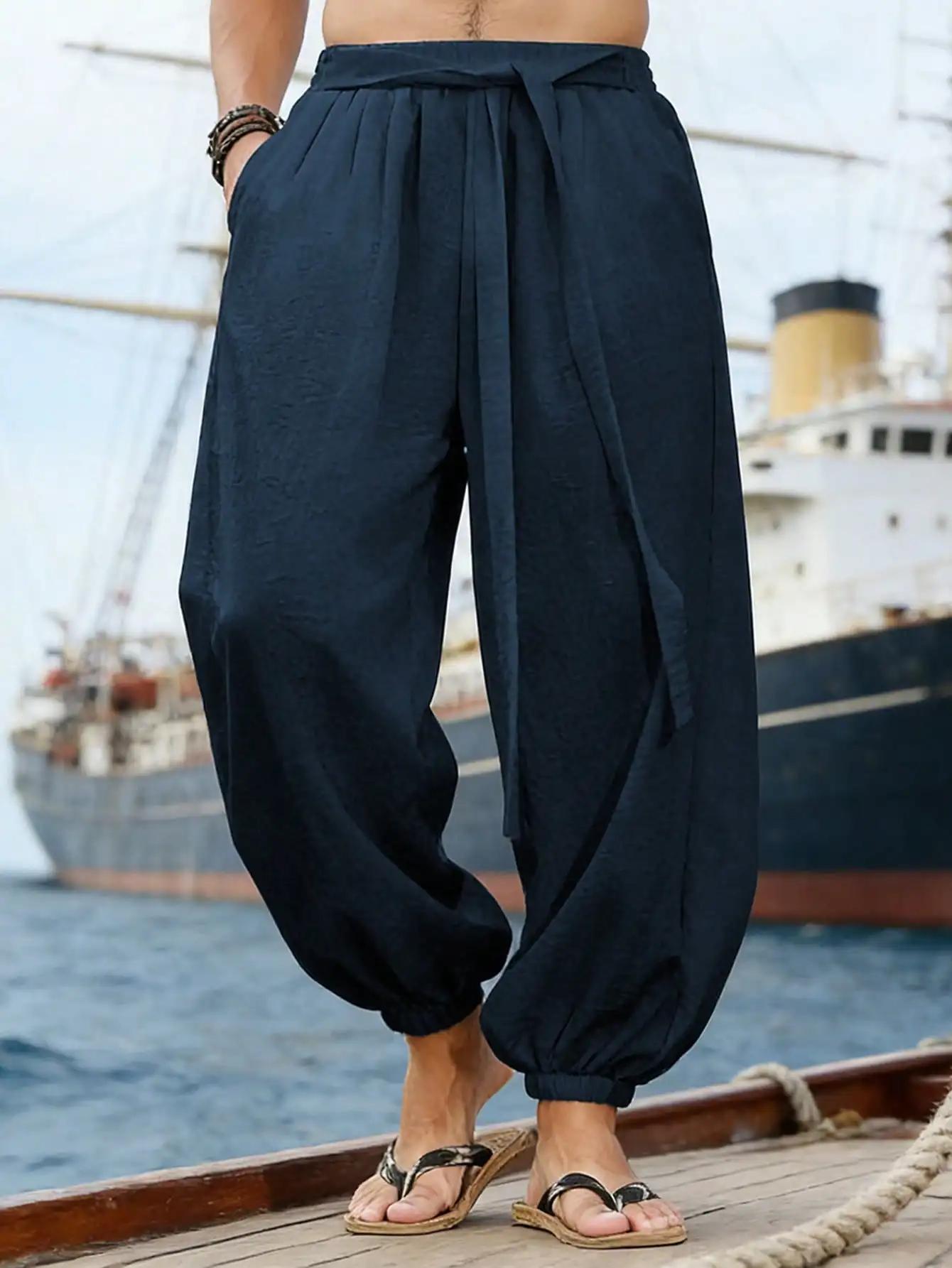 FGKKS flambant neuf hommes pantalons mode Style ample confortable coton pantalon homme noir solide