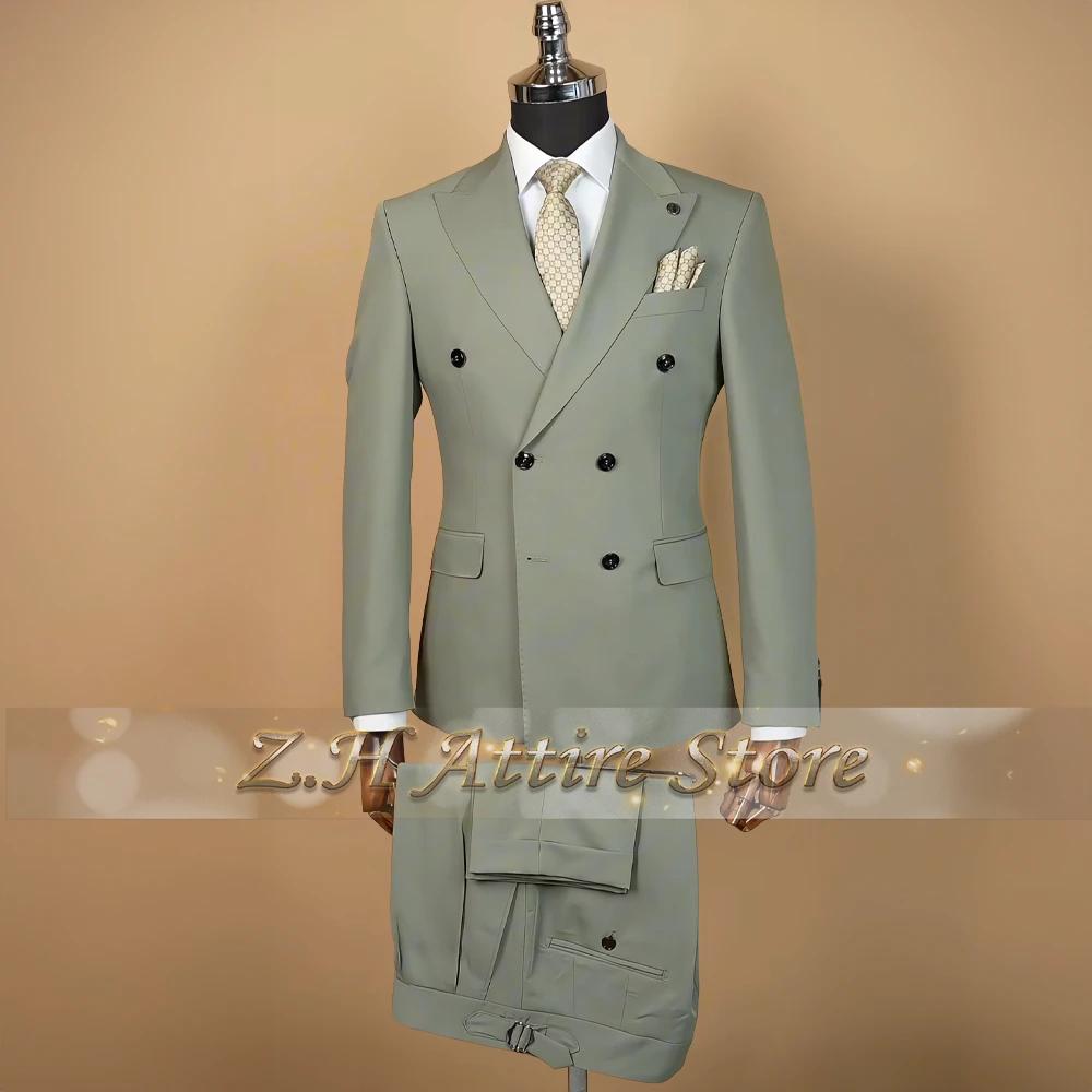 Costume formel pour homme vert sauge 2 pièces