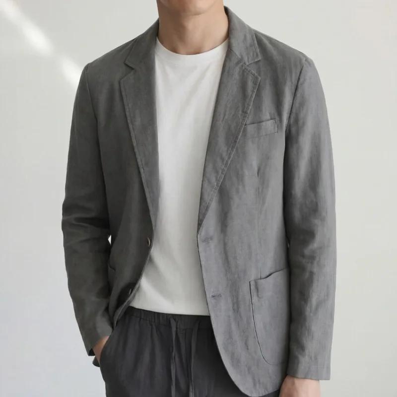 Blazer en lin léger pour homme – Veste décontractée à simple boutonnage pour le bureau