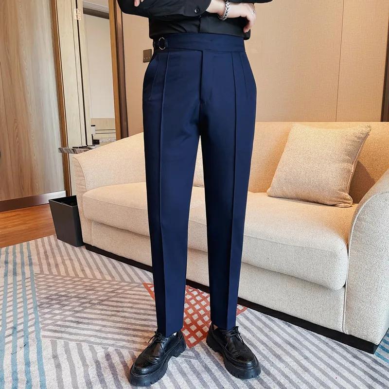 Pantalon moulant pour homme, coupe slim, style anglais, mode printemps-automne