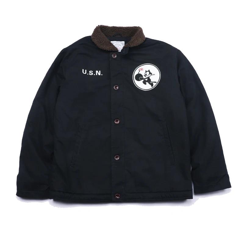 N1 USN épais hiver hommes Sherpa polaire pont veste avec VF-3 Felix brodé Patch Parka manteau