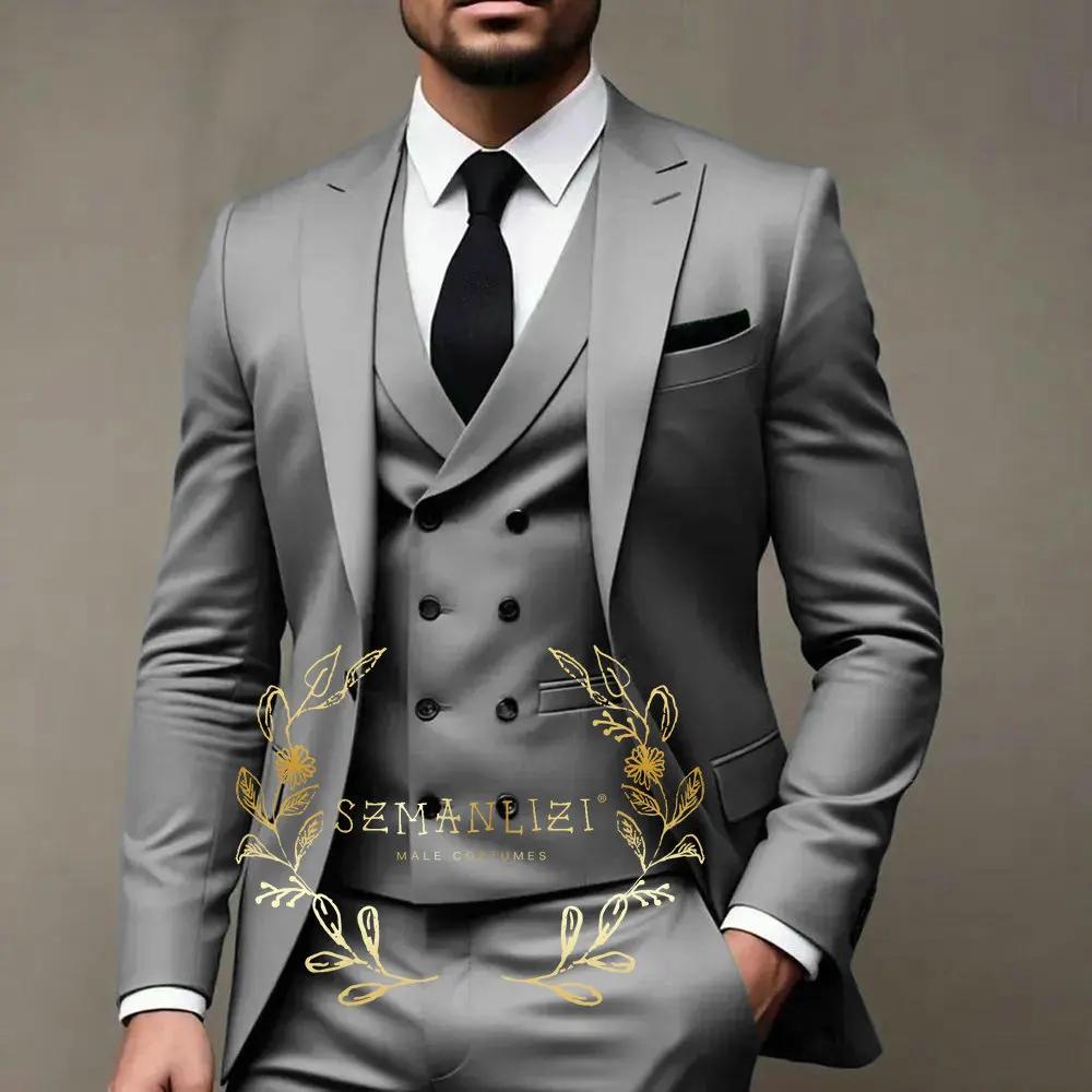 Costumes pour hommes vert clair 3 pièces marié coupe ajustée mariage bal fête smoking événements formels