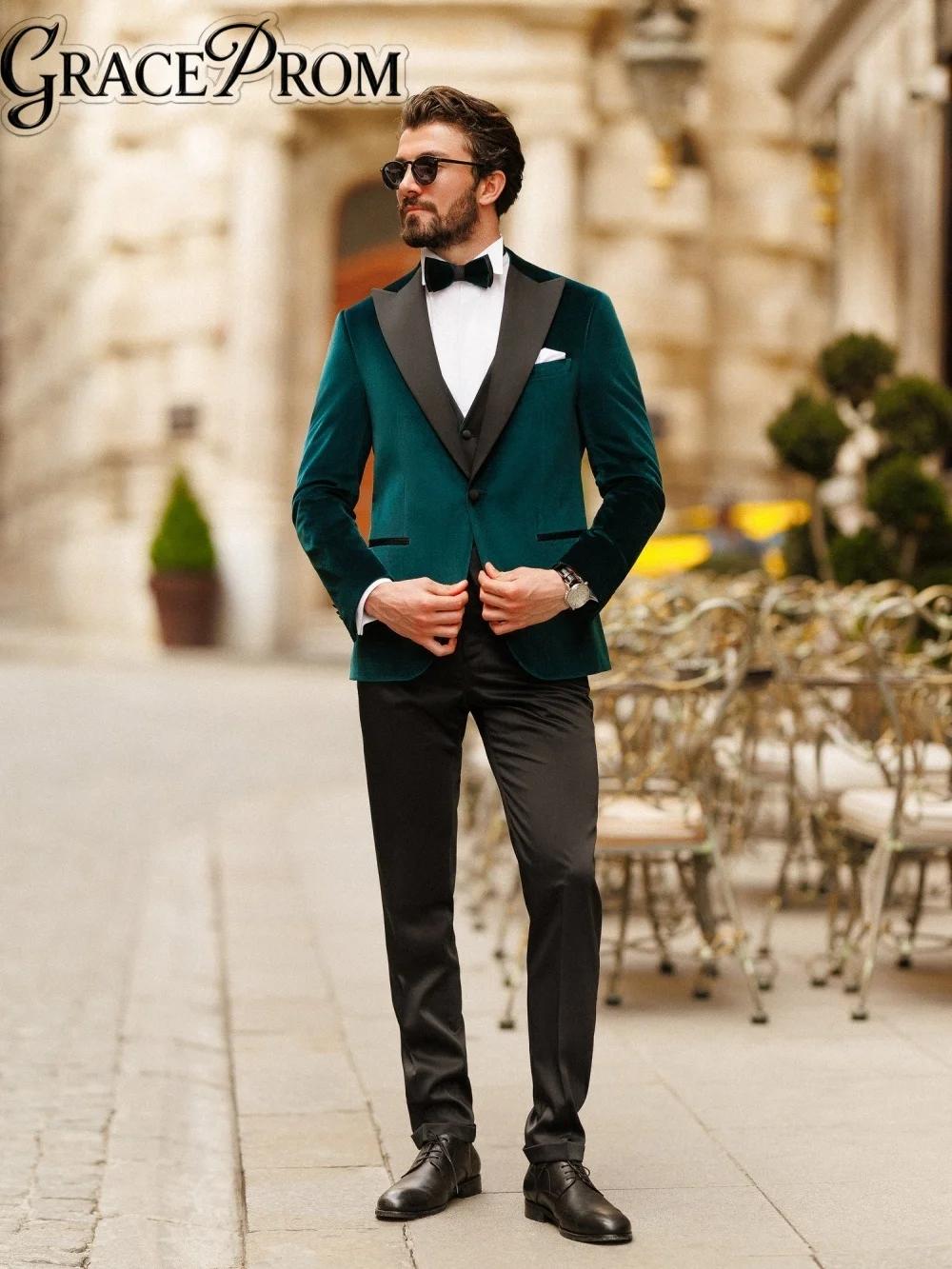 Ensemble de costume élégant en velours pour hommes