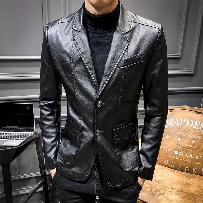 Veste en cuir PU pour homme