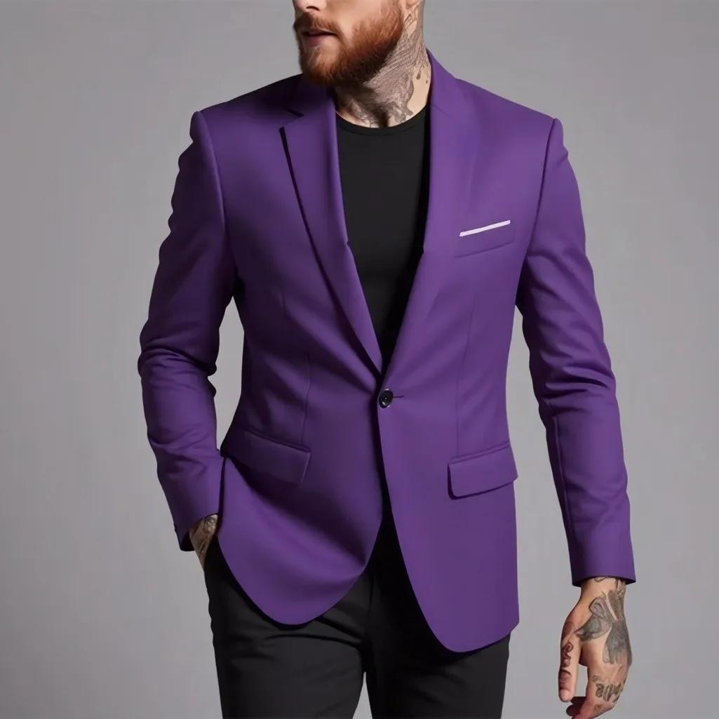 Costume pour hommes vestes d'affaires mince coupe ajustée robe masculine Blazer manteau printemps automne Simple boutonnage beau Gentleman Vintage décontracté