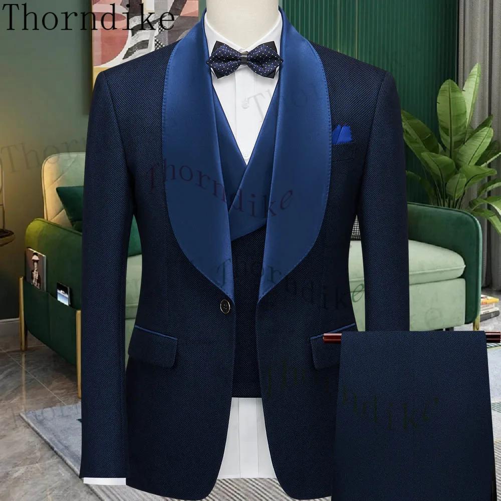 Soit dike-Blazer et pantalon de mariage bleu marine pour hommes