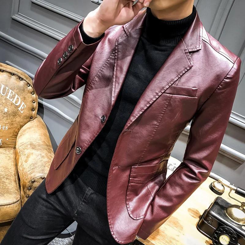 Veste en cuir PU pour homme