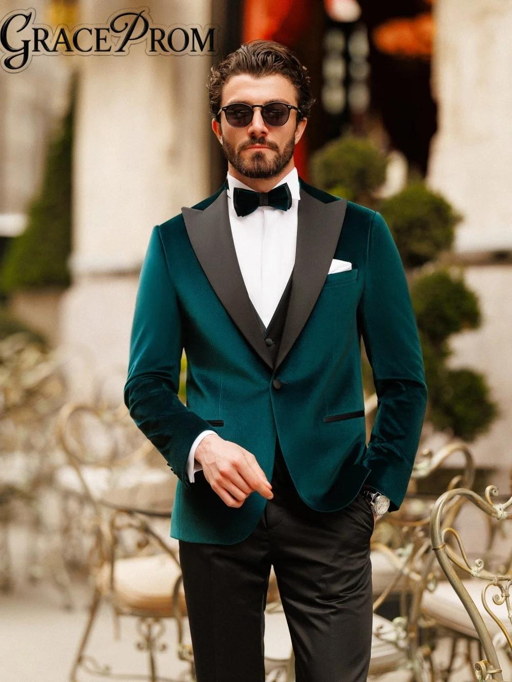 Ensemble de costume élégant en velours pour hommes