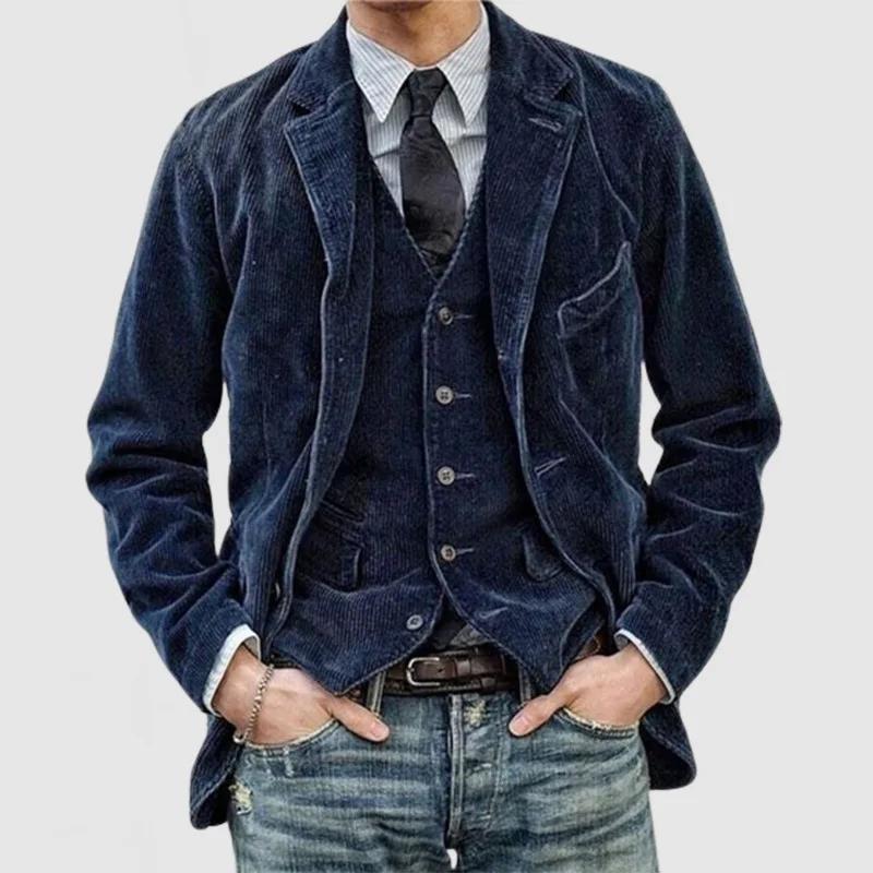 Nouveaux vêtements d'automne pour hommes. Costume en velours côtelé de couleur unie. Veste décontractée à col
