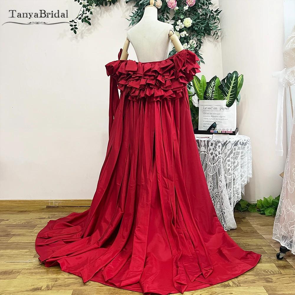 Veste de mariage rouge à manches courtes bouffantes