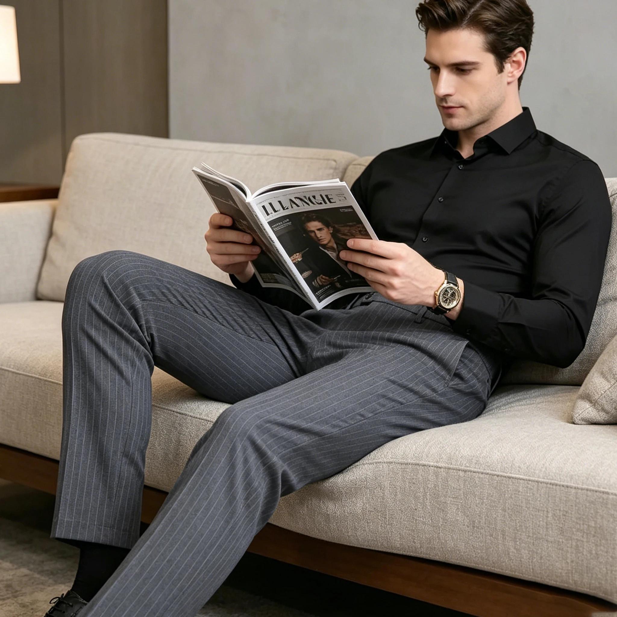 Pantalon de Costume à Rayures pour Homme
