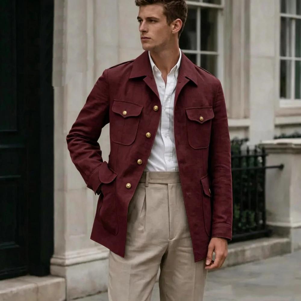 Costume Homme Lin Fait Main Style Safari Vintage Sur Mesure 2 Pièces (Blazer et Pantalon) pour Mariage