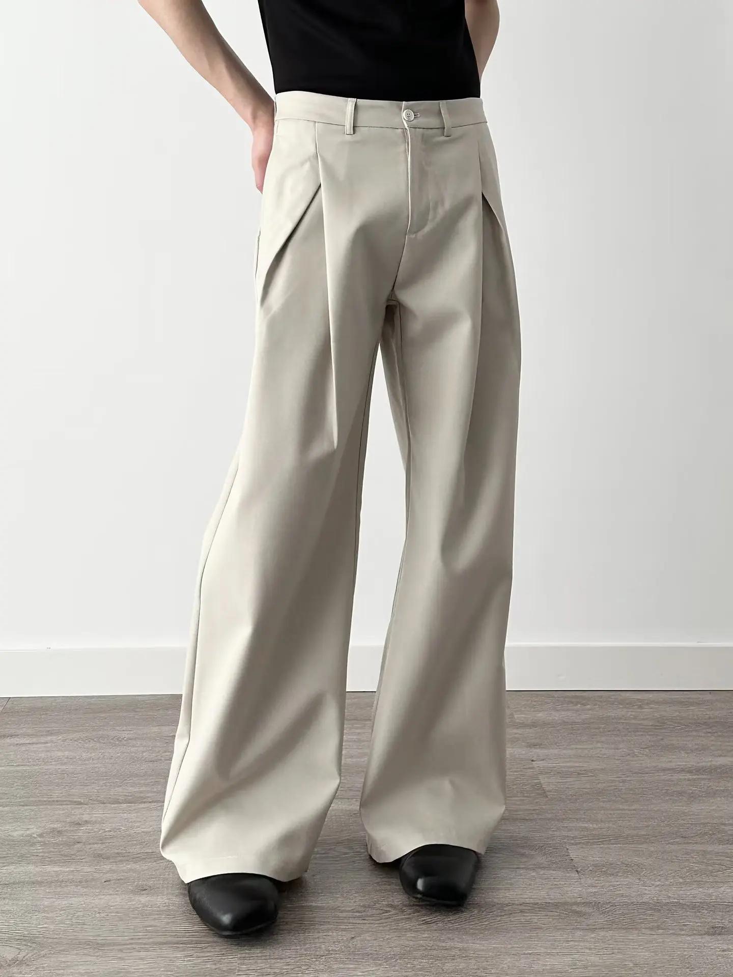 Pantalon de costume plissé double pour homme