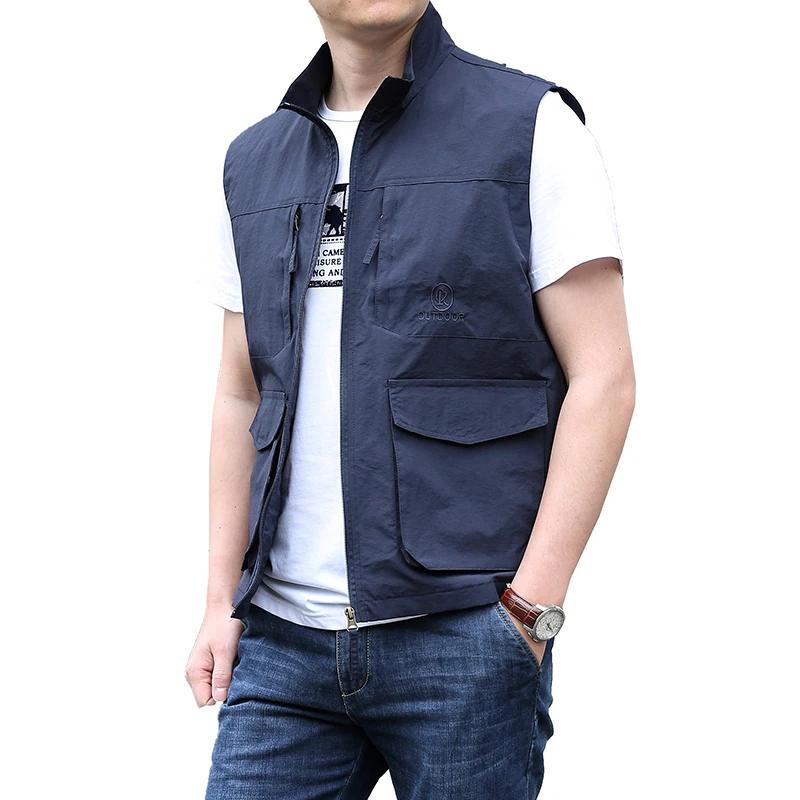 Veste sans manches d'été confortable gilet poches hommes printemps extérieur poche
