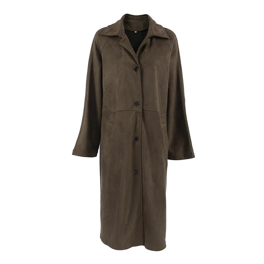 2025 Veste de travail décontractée polyvalente rétro marron à manches longues en similicuir dans un style vintage