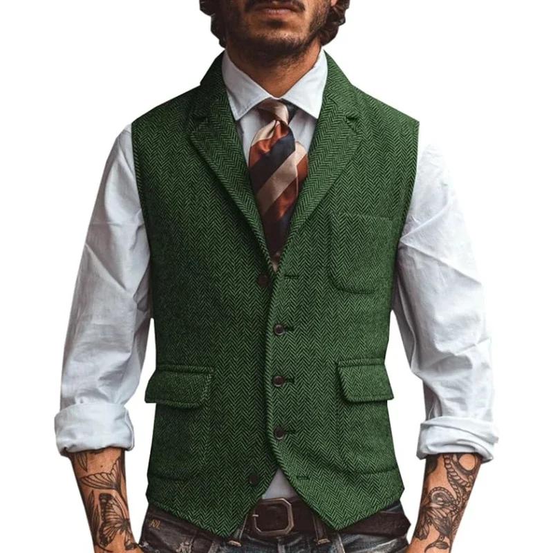Marron hommes Gilet à chevrons marié Banquet affaires