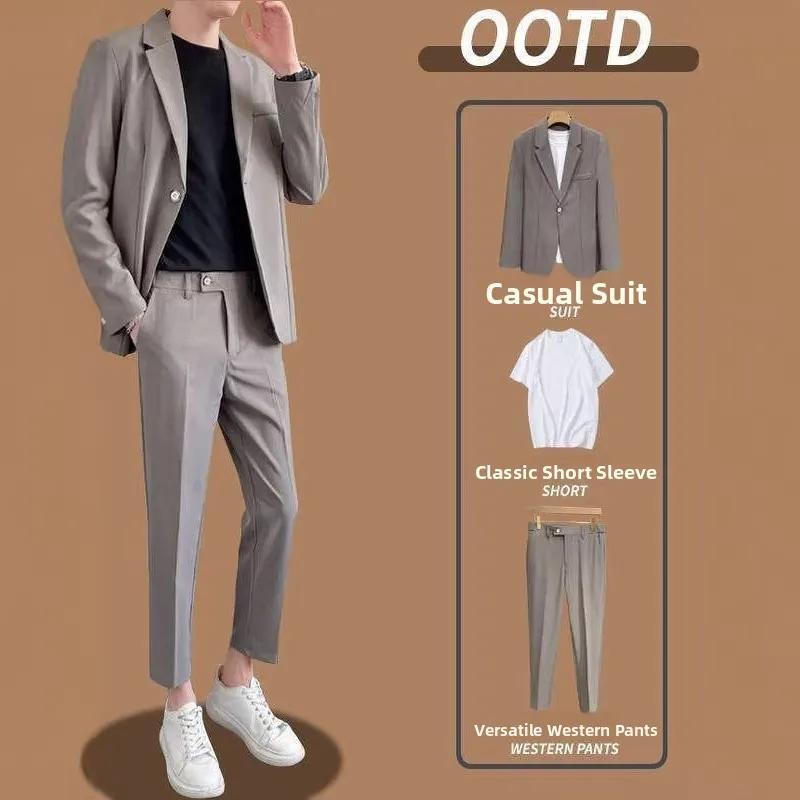 Ensemble de costume décontracté pour homme style britannique – Veste et pantalon formels pour jeunes