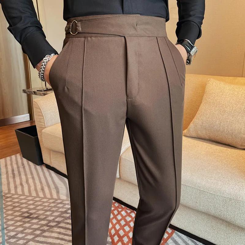 Pantalon moulant pour homme, coupe slim, style anglais, mode printemps-automne