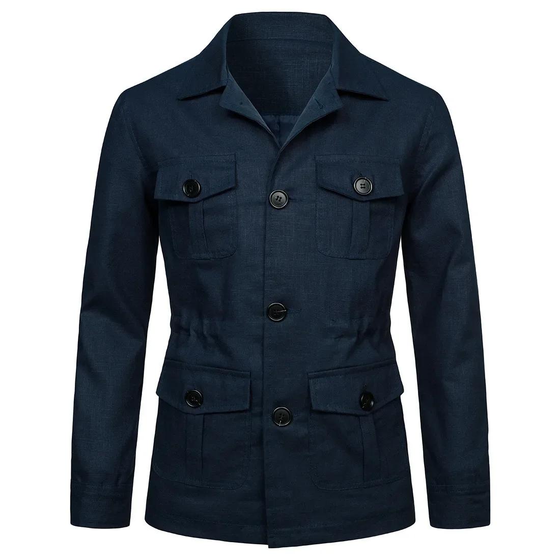 Veste à simple boutonnage pour hommes avec poches
