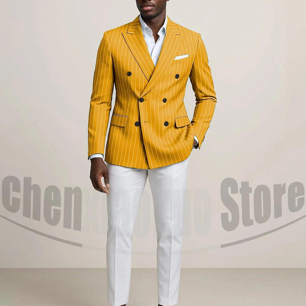 Costume Double boutonnage pour hommes avec fines rayures